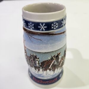 Vintage 1995 Budweiser Holiday Stein, officially named "Lighting the Way Home".